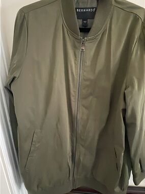 Bernardo Olive Zip-Front Bomber Jacket
